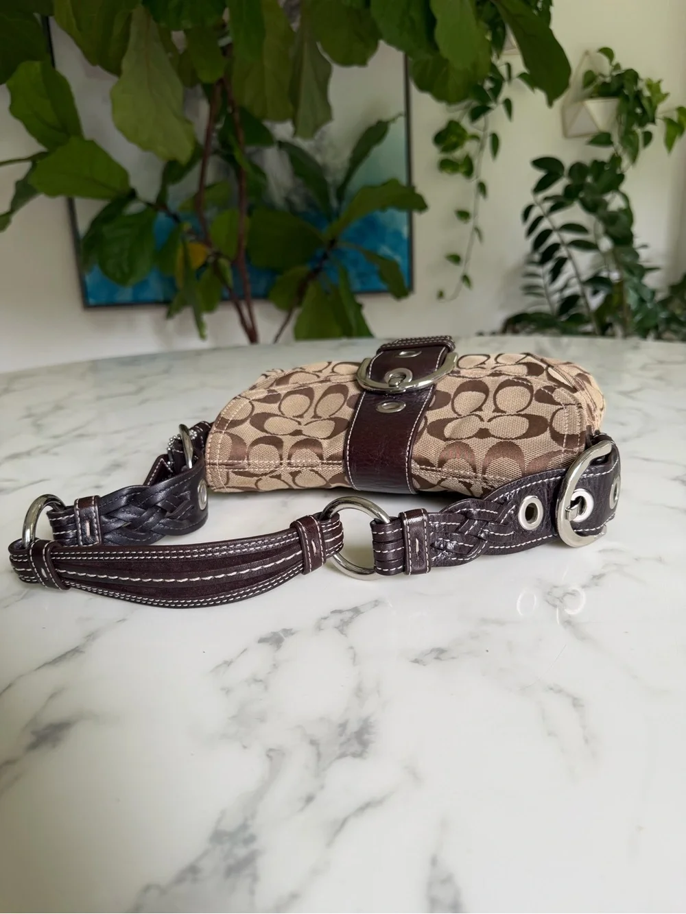 Coach Vintage Y2K Soho Signature Small Braided Strap Shoulder Bag 6171 Khaki